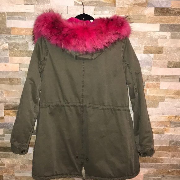 New Age army coat with pink fur size small - Picture 7 of 8